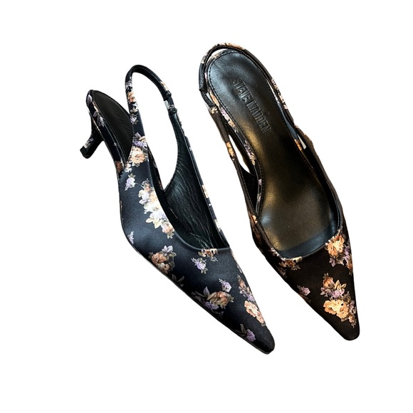 Steve Madden Slingback Floral Kitten Hill, Size 7.5 - Picture 2 of 5